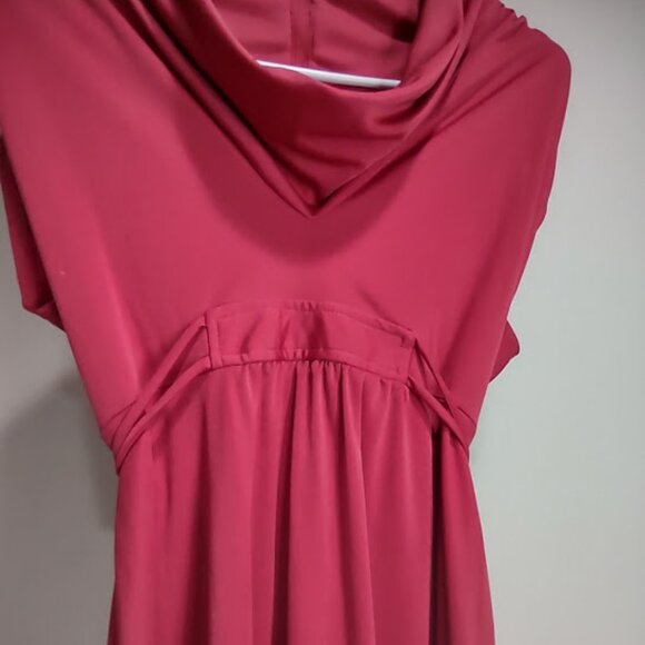 JODY T OF CALIFORNIA VINTAGE 70S RED DRESS DOUBLE TIE COWL, BACK ZIPPER SIZE  9 - Picture 3 of 11